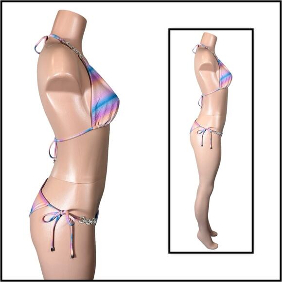 Beach Bunny Lover Triangle Top & Lover Tie Side Thong - Dawn Ombre $240 - Picture 8 of 12